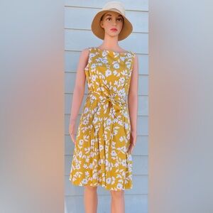 Anne Klein Gold Floral Sleeveless Midi Sundress